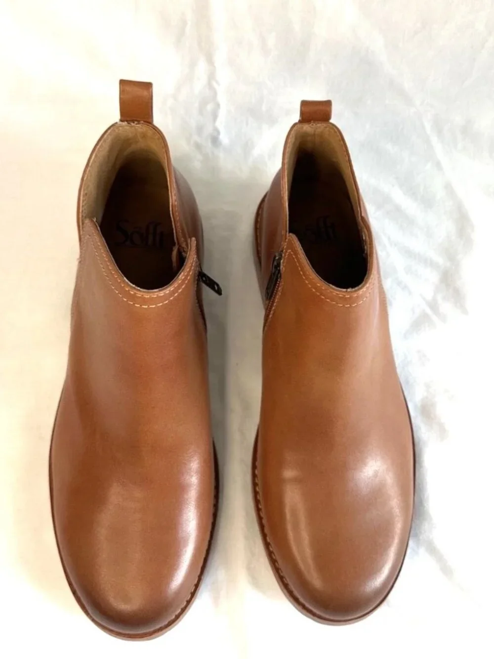 Softt Beatrice Leather Ankle Boots Tan Brown Women's Size 7.5